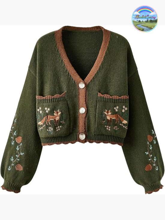 Sweaters - Floral Cropped Cardigan Embroidered Open Front Western Sweater
